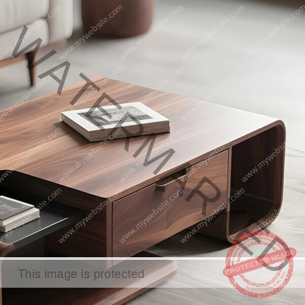 Modern Walnut Square Coffee Table with Storage