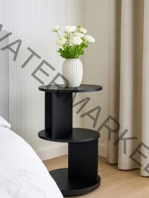 Modern Black S-Shape Side Table (2-Tier)