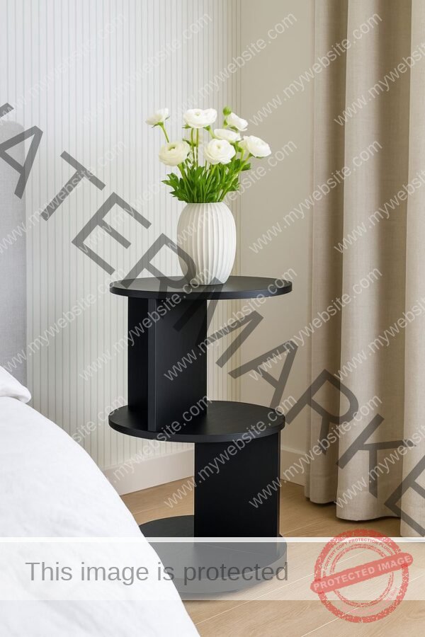 Modern Black S-Shape Side Table (2-Tier)