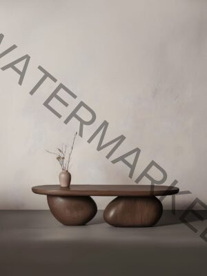 Organic Low Coffee Table with Pebble Legs