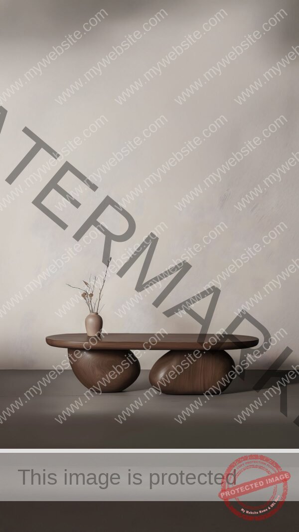 Organic Low Coffee Table with Pebble Legs