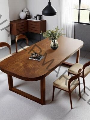 Chunky Solid Wood Dining Table with Rounded Edges