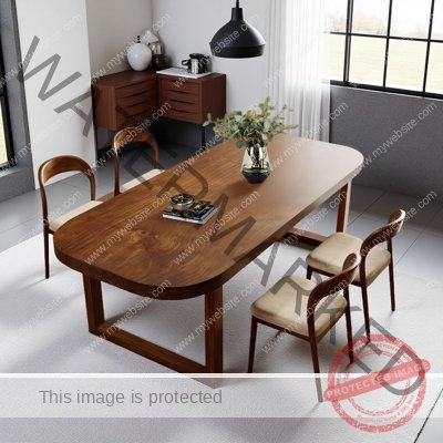 Chunky Solid Wood Dining Table with Rounded Edges