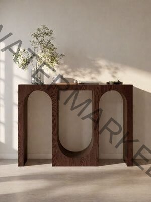 Sculptural Arch Console Table in Dark Wood