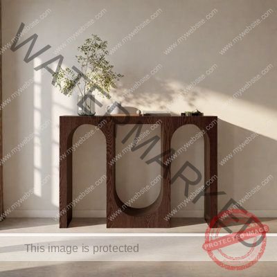 Sculptural Arch Console Table in Dark Wood