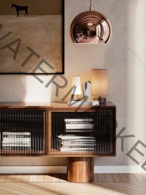 Luxury Fluted Glass & Wood Media Console