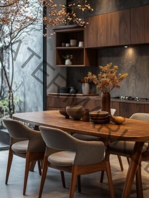 Solid Walnut Oval Dining Table (Mid-Century Style)