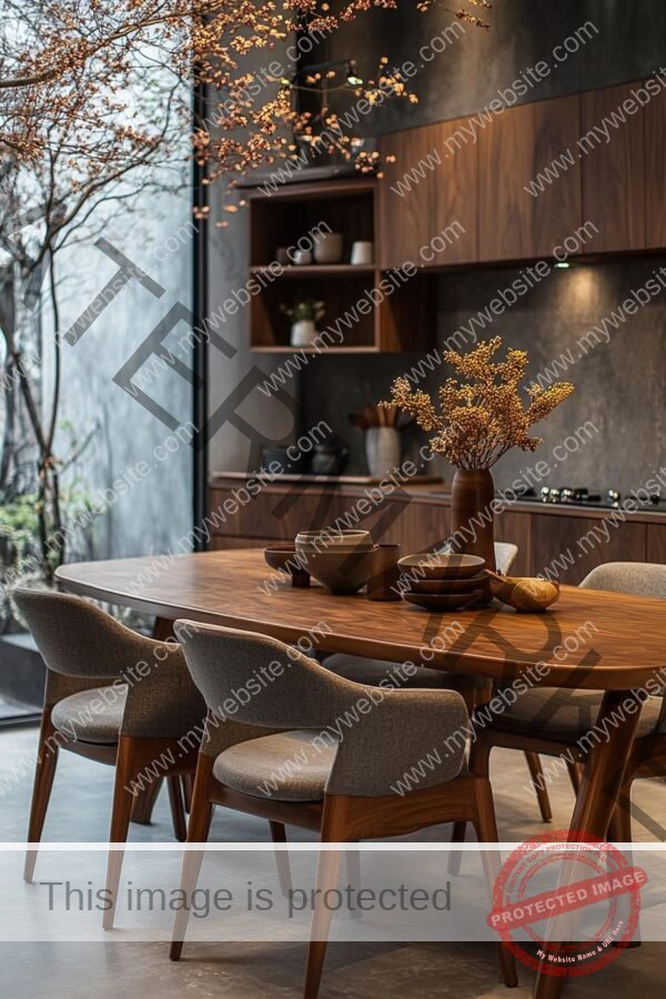 Solid Walnut Oval Dining Table (Mid-Century Style)