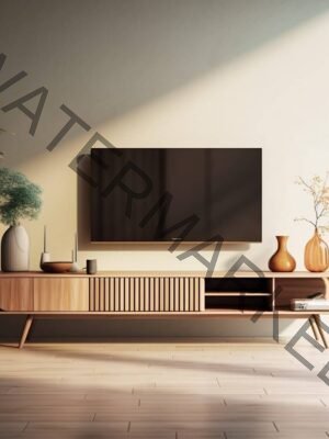 Floating Modern TV Cabinet (White & Walnut)
