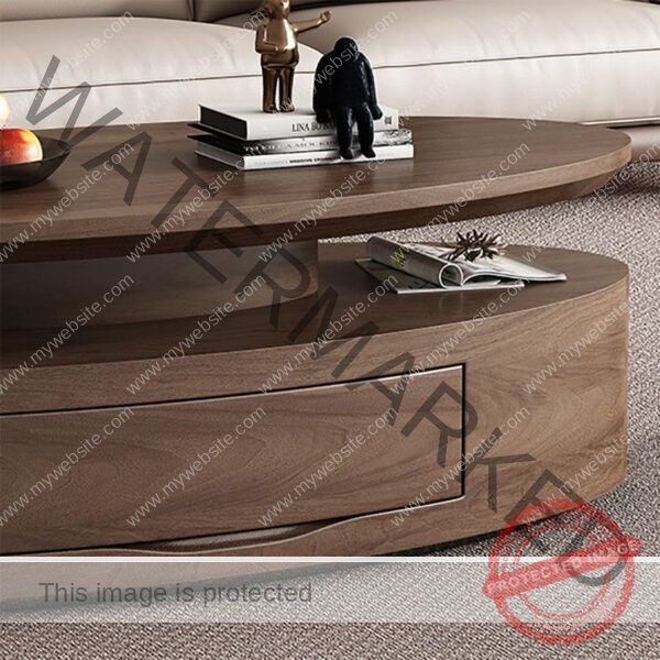 Organic Sculptural Walnut Coffee Table with Drawer