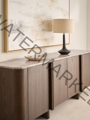 Luxury Dark Oak Sideboard with Marble Top