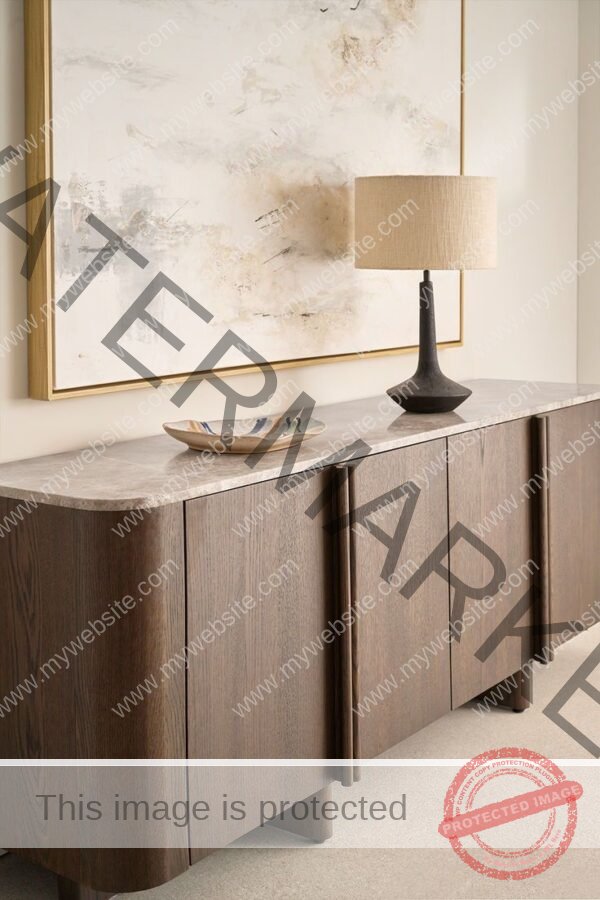 Luxury Dark Oak Sideboard with Marble Top