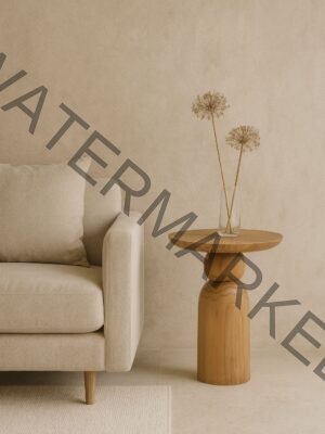 Sculptural Round Wood Side Table