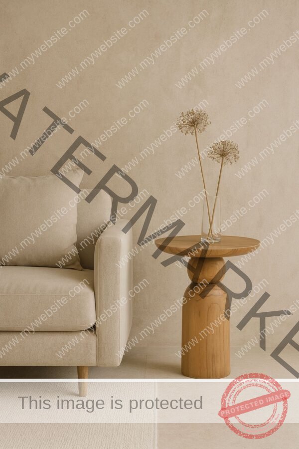 Sculptural Round Wood Side Table