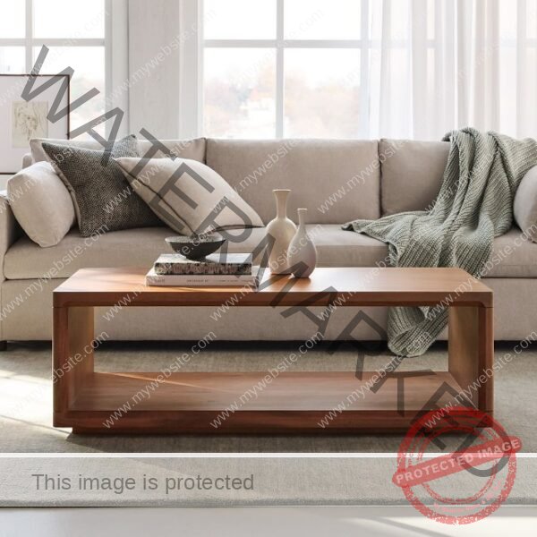 Minimalist Rectangular Open Shelf Coffee Table