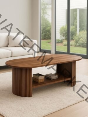 Luxury Oval Coffee Table with Fluted Base