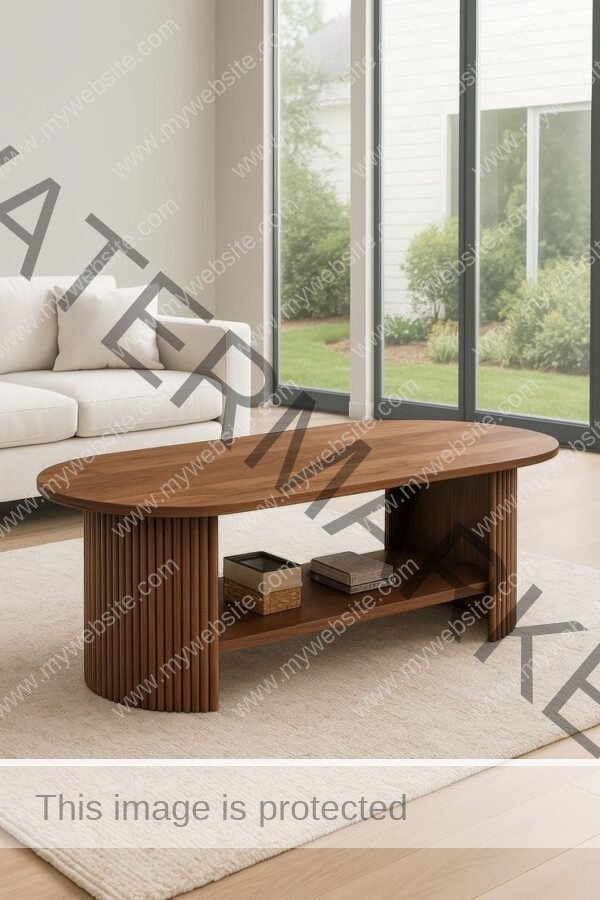 Luxury Oval Coffee Table with Fluted Base