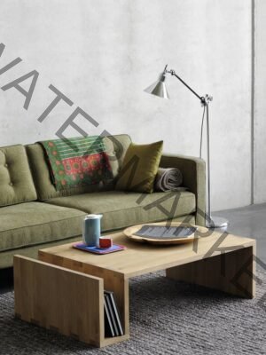 Nordic Oak Coffee Table with Magazine Holder