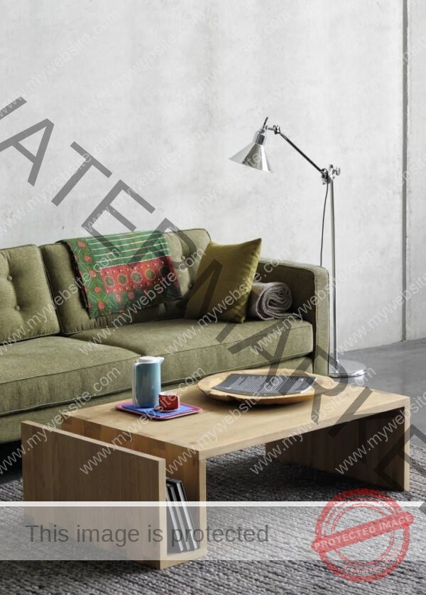 Nordic Oak Coffee Table with Magazine Holder