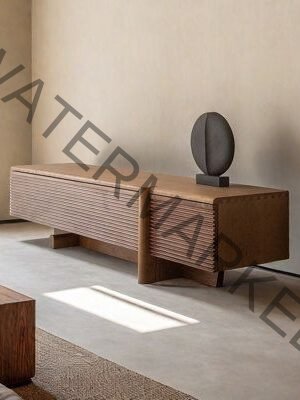 Multi-Drawer Storage TV Stand in Dark Wood