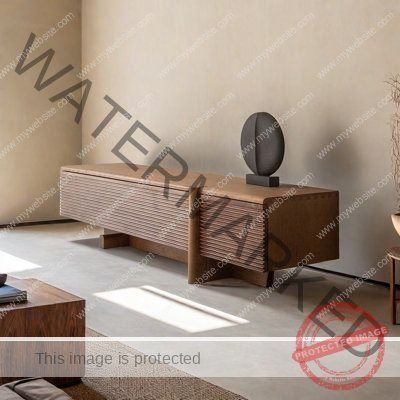 Multi-Drawer Storage TV Stand in Dark Wood