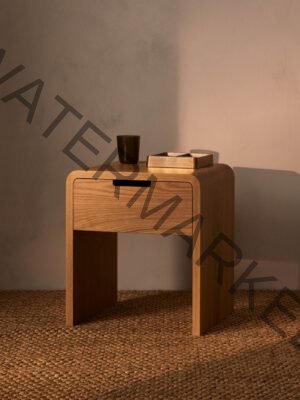 Minimalist Solid Oak Nightstand with Drawer