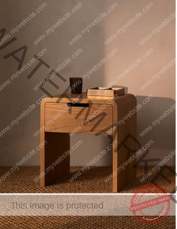 Minimalist Solid Oak Nightstand with Drawer