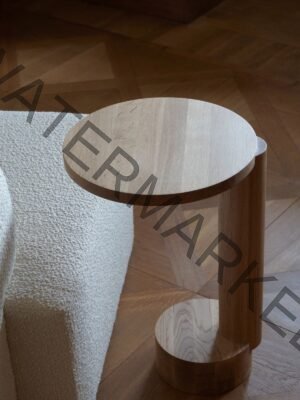 C-Shape Solid Wood Sofa Side Table