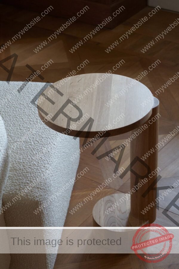 C-Shape Solid Wood Sofa Side Table