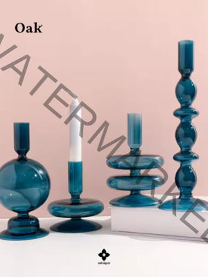 Ocean Blue Glass Candle Holders