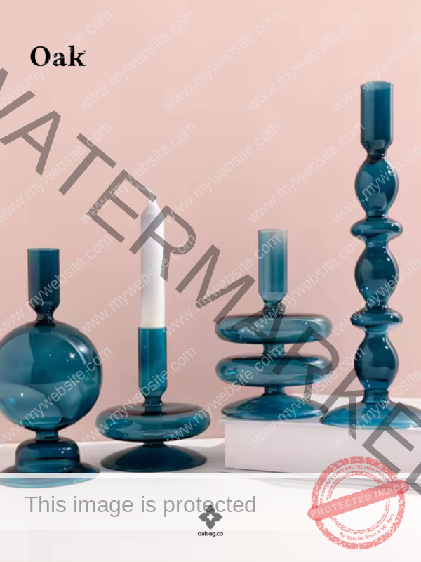 Ocean Blue Glass Candle Holders
