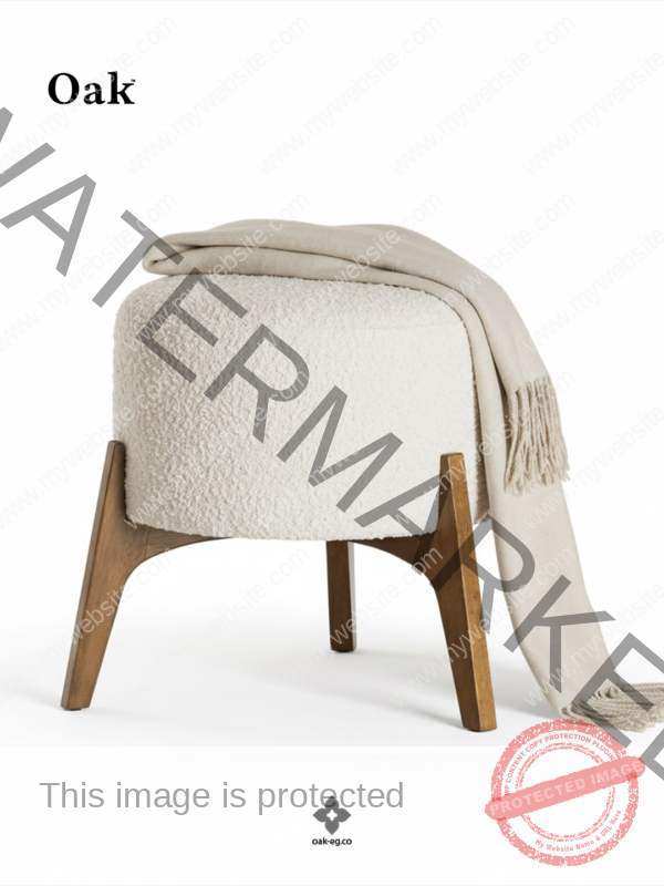 Bouclé Accent Ottoman