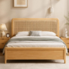 Oak Rattan Bed