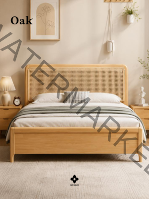 Oak Rattan Bed