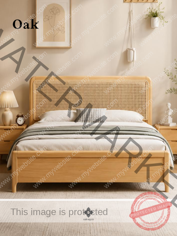 Oak Rattan Bed