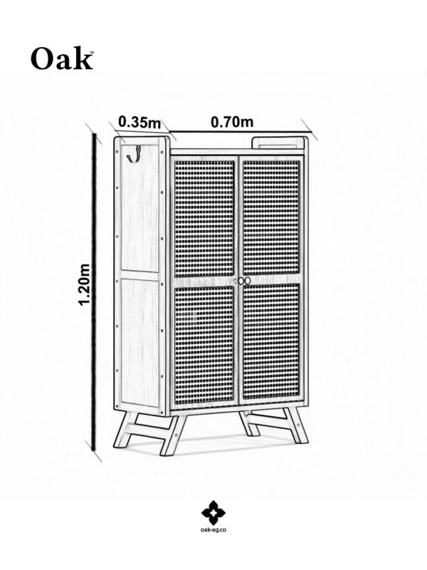 Oak Arched Rattan Wardrobe