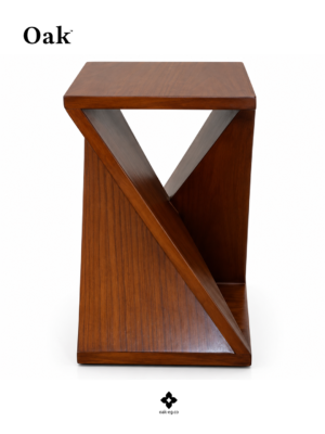 Geometric Walnut Side Table