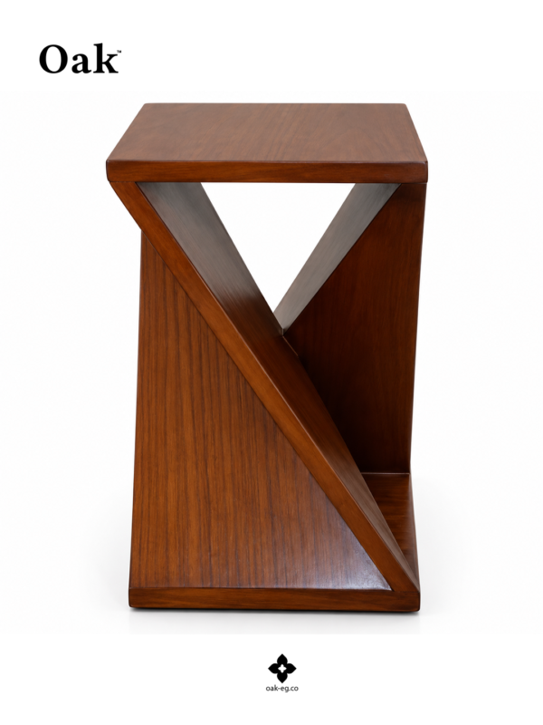 Geometric Walnut Side Table